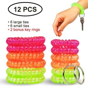 😘NWT 12 Pcs 3 Colors Spiral Hair Tie -Neon Set 😍